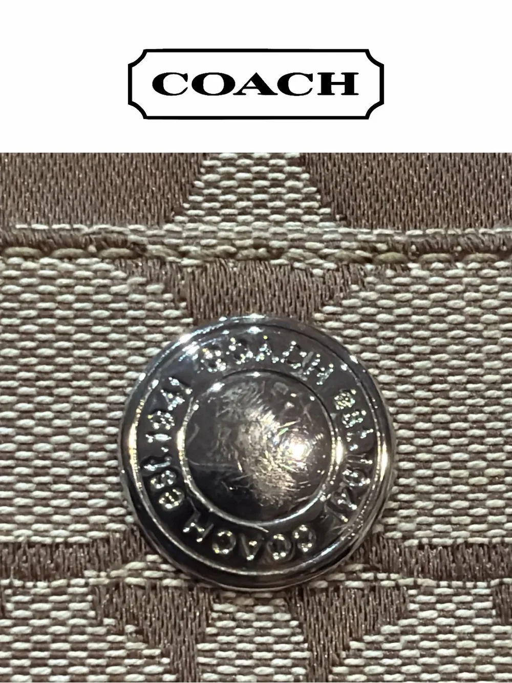 Coach Khaki & Tan Signature Wristlet